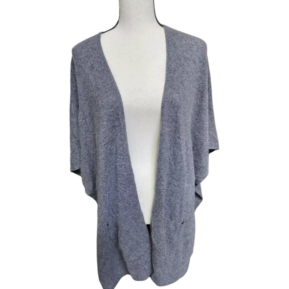 Nordstrom Cashmere Kimono Open Front Gray One Size Pockets SOFT